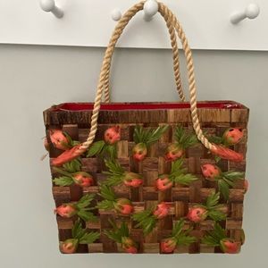 Amazing 1950s vintage strawberry basket bag